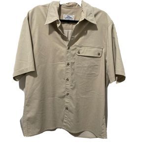 Tilley Endurables SS Button Front Shirt Men's Large Khaki Made in Canada